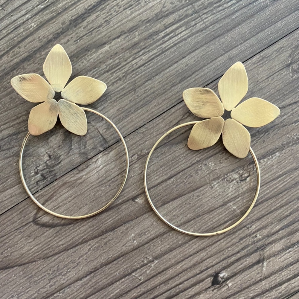Anthropologie Flower Hoop Stud Earrings